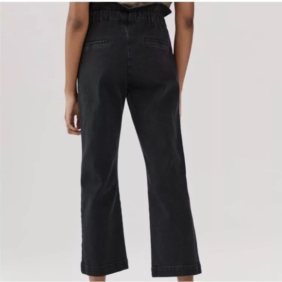 *NEW* SOMETHING NAVY AGNES PAPERBAG DENIM TROUSERS BLACK MEDIUM - Picture 3 of 14